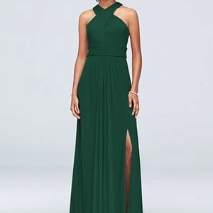 David’s Bridal Crisscross High-Neck Mesh Bridesmaid Deess